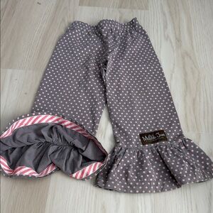 Matilda Jane Gray and Pink Polka Dot Ruffle Pants